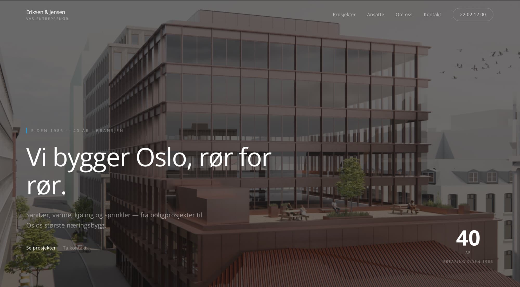 Eriksen & Jensen — ny nettside av Re-Web
